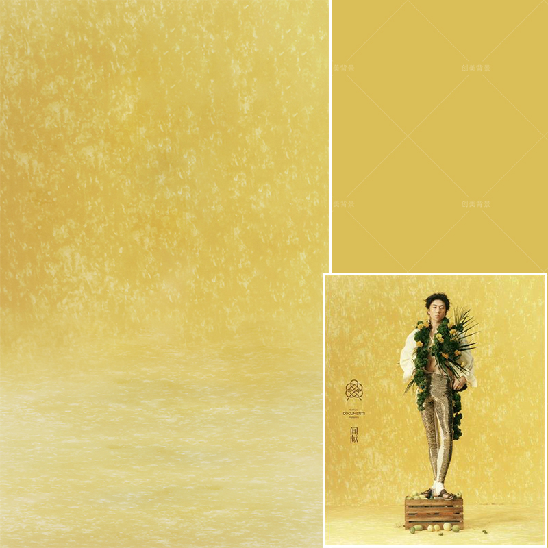 商拍春季拍照黄色油画斑驳肌理拍照背景纸室内黄色油画写真背景布