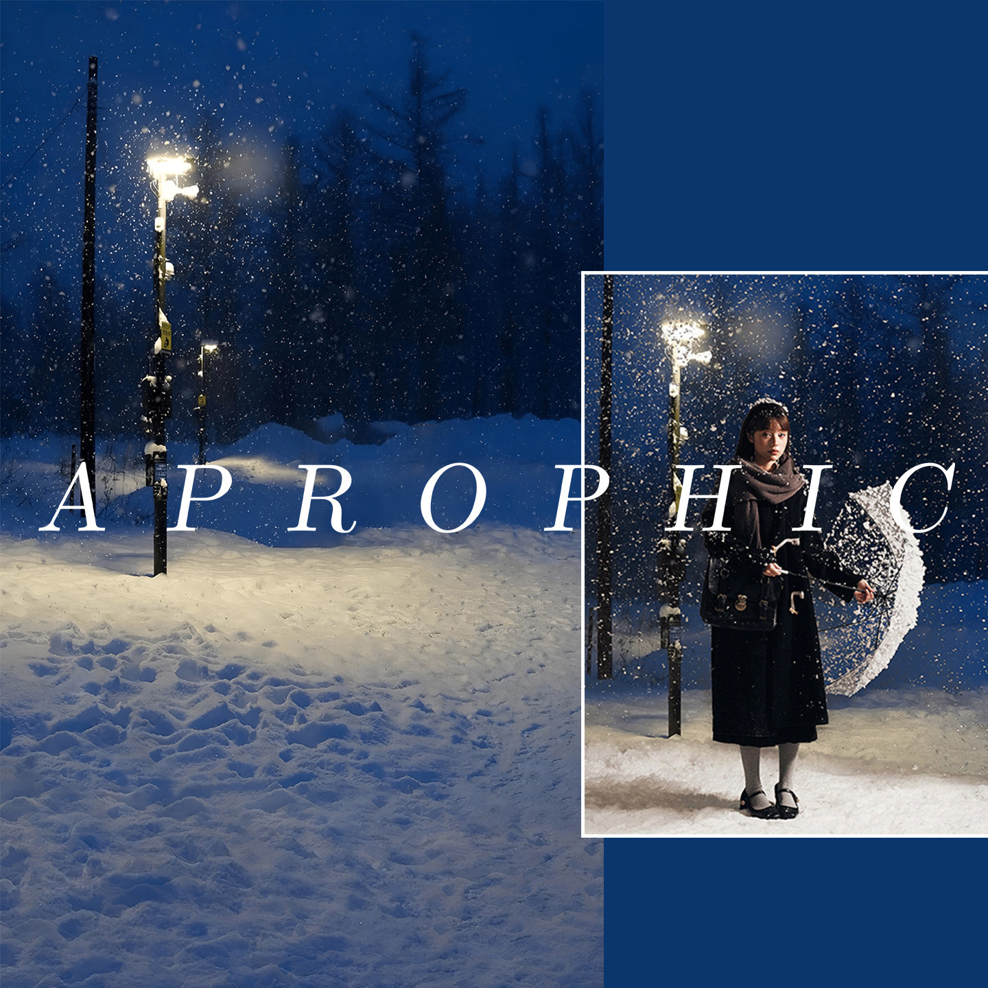 新款影楼圣诞节雪景拍照背景布室内冬季夜晚路灯雪景喷绘背景纸