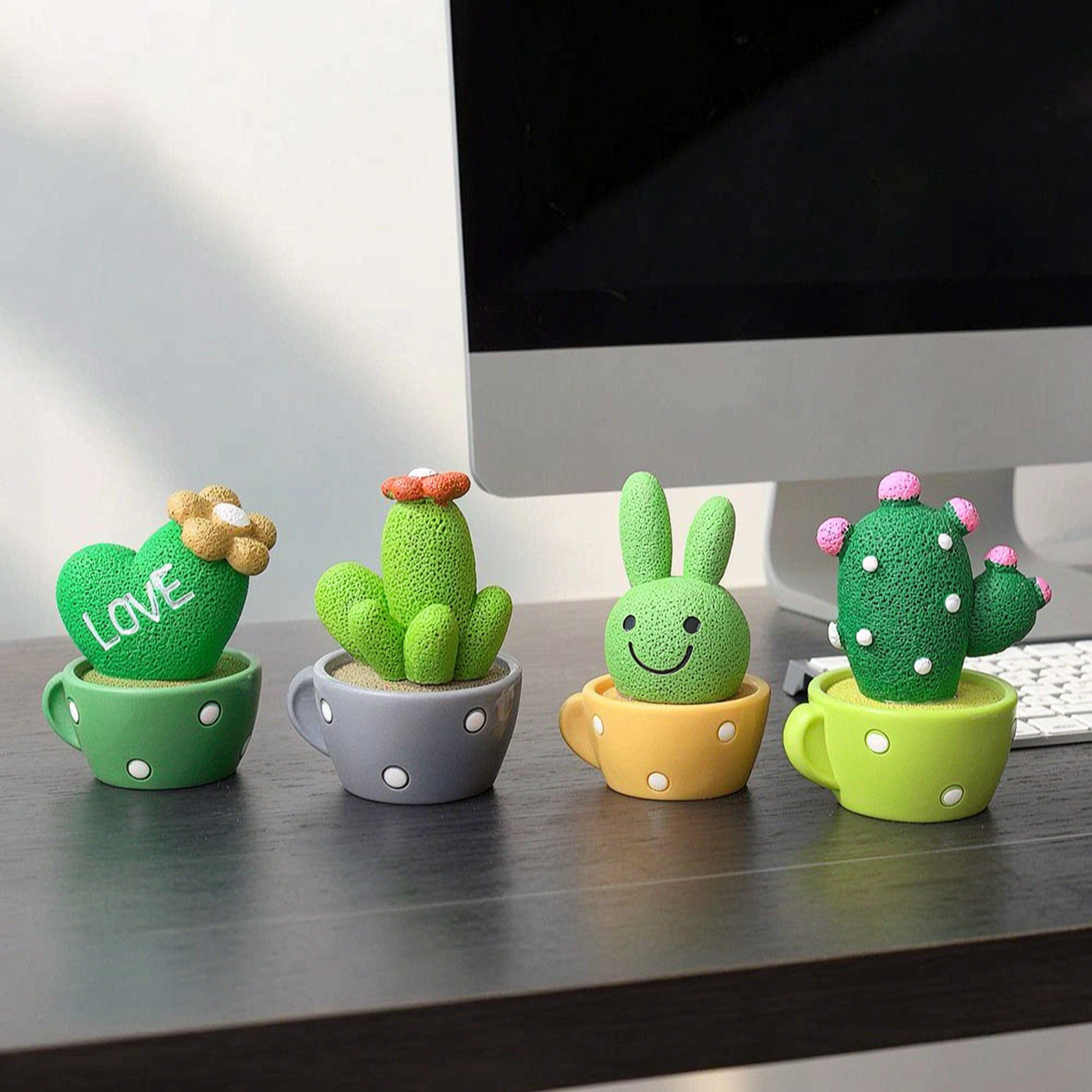 仿真仙人掌办公室电脑周边装饰小摆件微景观摆件苔藓多肉植物饰品