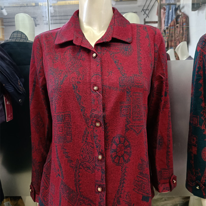 梦淑尔8949中袖衬衫妈妈中老年人女套装老人衣服太太春装七分袖