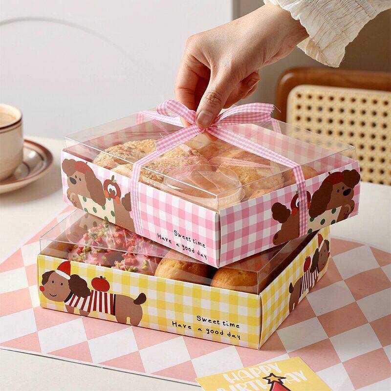 2025烘焙甜品透明盒儿童节卡通蛋糕盒韩式瑞士卷包装盒马卡龙点心