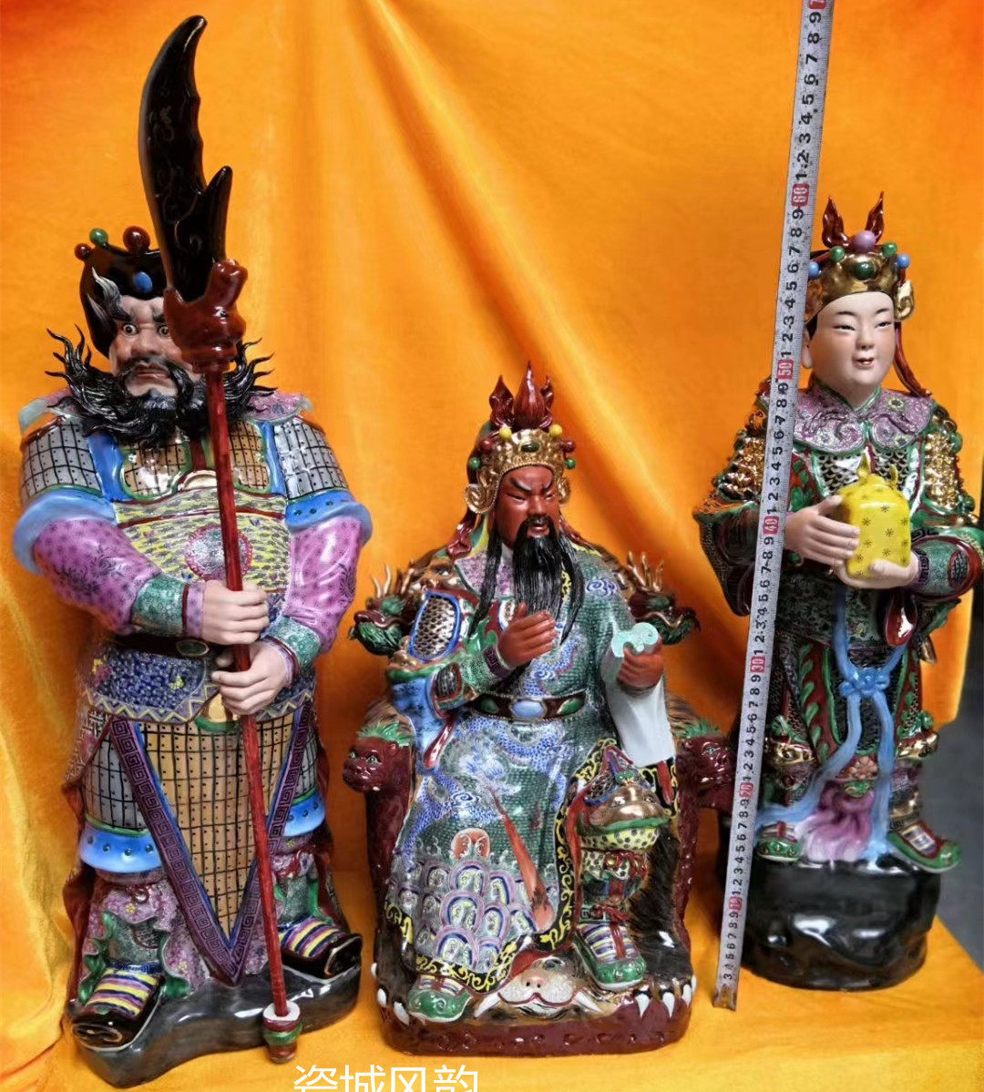 三国人物工艺品摆件陶瓷武财神三头关公夜读春秋周仓关平护法神像