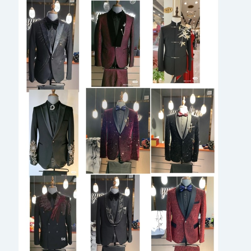 男西服套装舞台走秀主持人生日礼服钢琴艺考生年会礼服服装出售