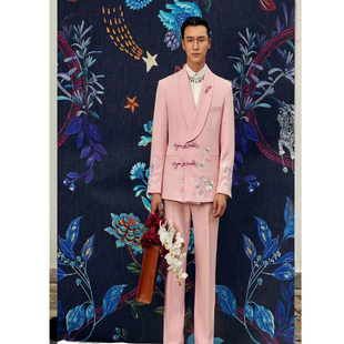 西服租赁 彩色亮片主持宴会婚礼主持人礼服晚礼服西装 男士 中式