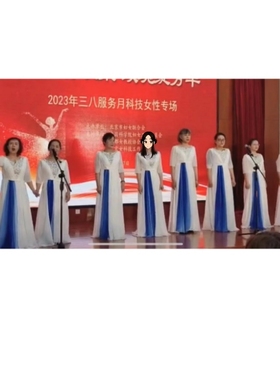 女士白色长飘袖红歌比赛129大合唱晚礼服礼服乐队北京服装租赁