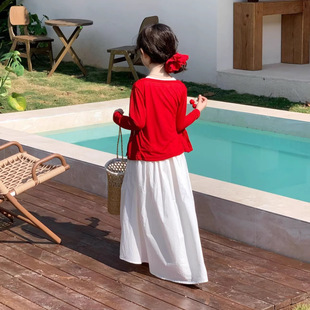 GLP 26春夏女童度假风针织开衫 防晒衣无袖 连衣裙长裙 KISS韩系童装