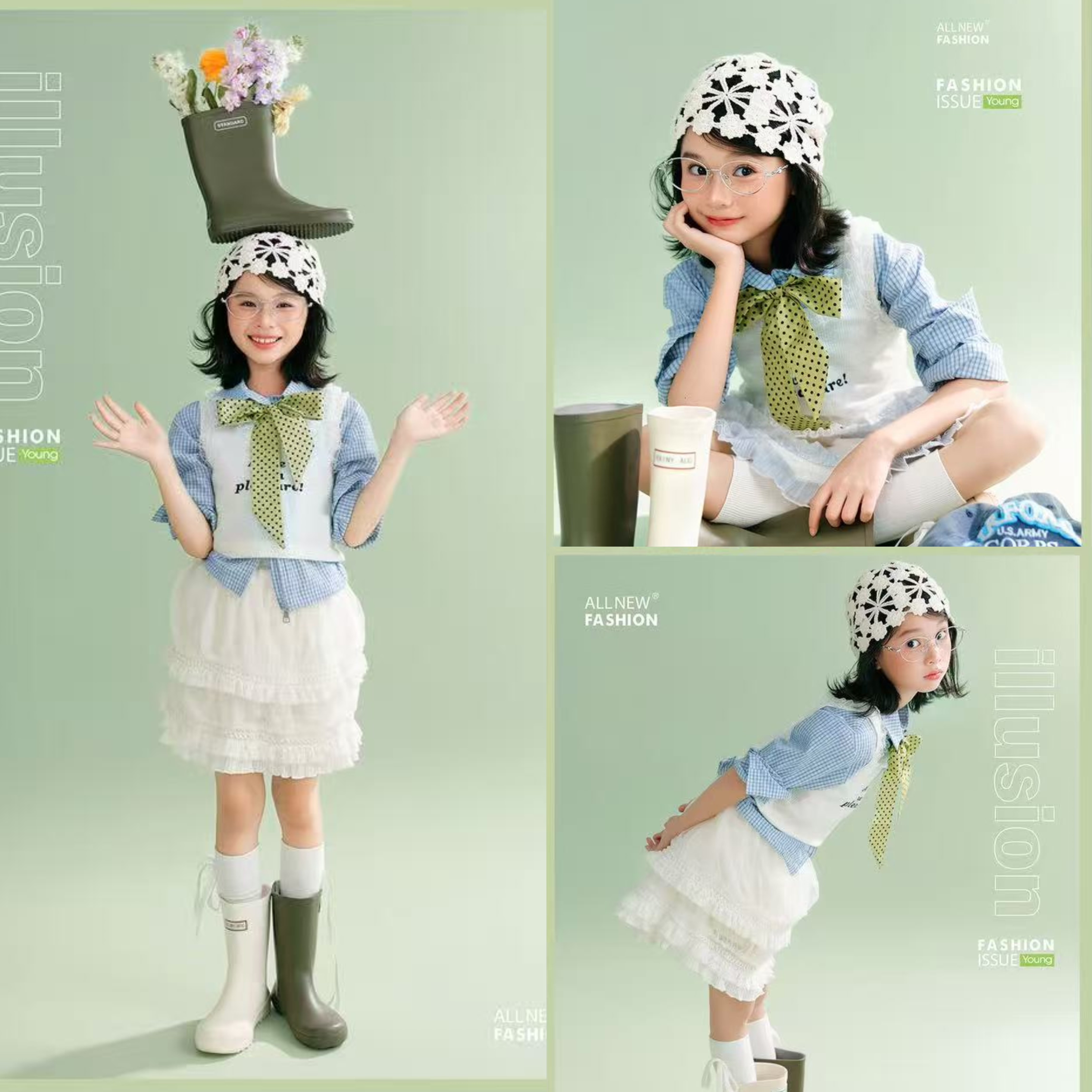 新款儿童摄影服装影楼拍照写真潮服女童公主风裙子韩版学院英伦风