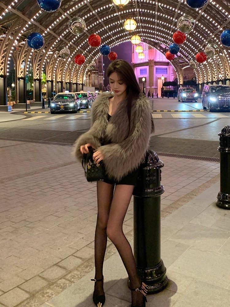 新款貉子毛双面编织皮草外套女小个子长袖狐狸毛时尚减龄毛毛大衣