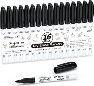 Shuttle Art Dry Erase Markers, 16 Pack Black