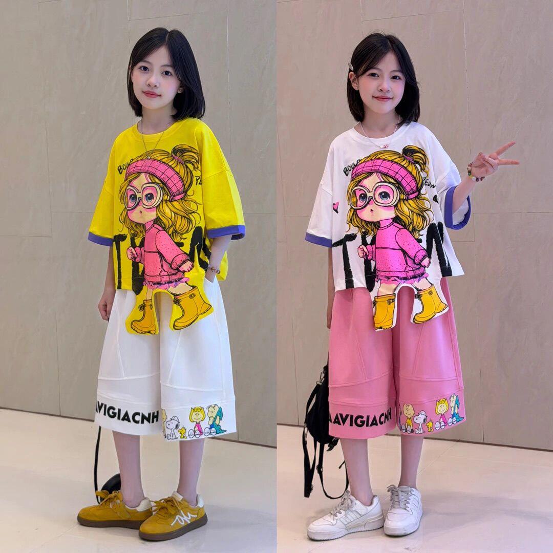 【牛奶丝 】女童夏季趣味印花短T恤