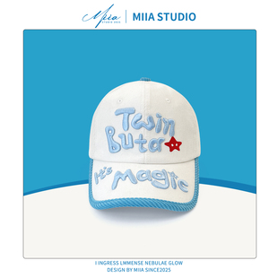 蓝白棒球帽韩系立体刺绣字母灯芯绒棒球帽子百搭显脸小鸭舌帽遮阳