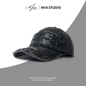 潮流个性 美式 复古做旧破洞字母棒球帽2025新款 水洗刺绣贴布男女