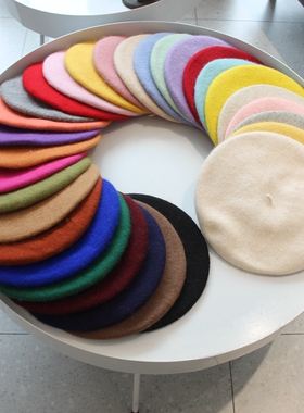 日系秋冬文艺羊毛呢贝雷帽韩国百搭画家帽复古英伦蓓蕾帽八角帽女