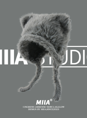 小众设计感仿貂毛猫咪耳朵套头帽可爱学生保暖护耳雷锋帽绑带恶魔