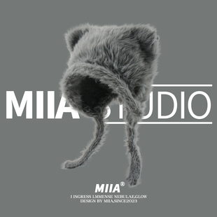 小众设计感仿貂毛猫咪耳朵套头帽可爱学生保暖护耳雷锋帽绑带恶魔