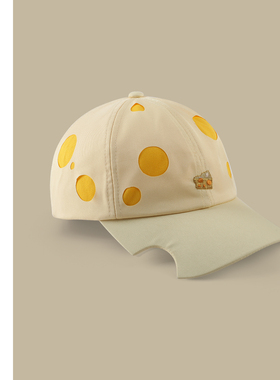 芝士奶酪蛋糕刺绣棒球帽子女韩版小众帽檐缺口学生鸭舌帽遮阳帽潮