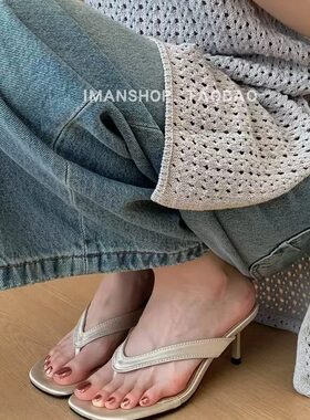 CHIC2026NEW法式缎面夹趾简约百搭舒适细带露趾细跟高跟鞋女鞋子