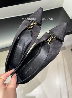 wins shoes·2026法式尖头浅口金属扣镂空玛丽珍平底鞋时装小单鞋