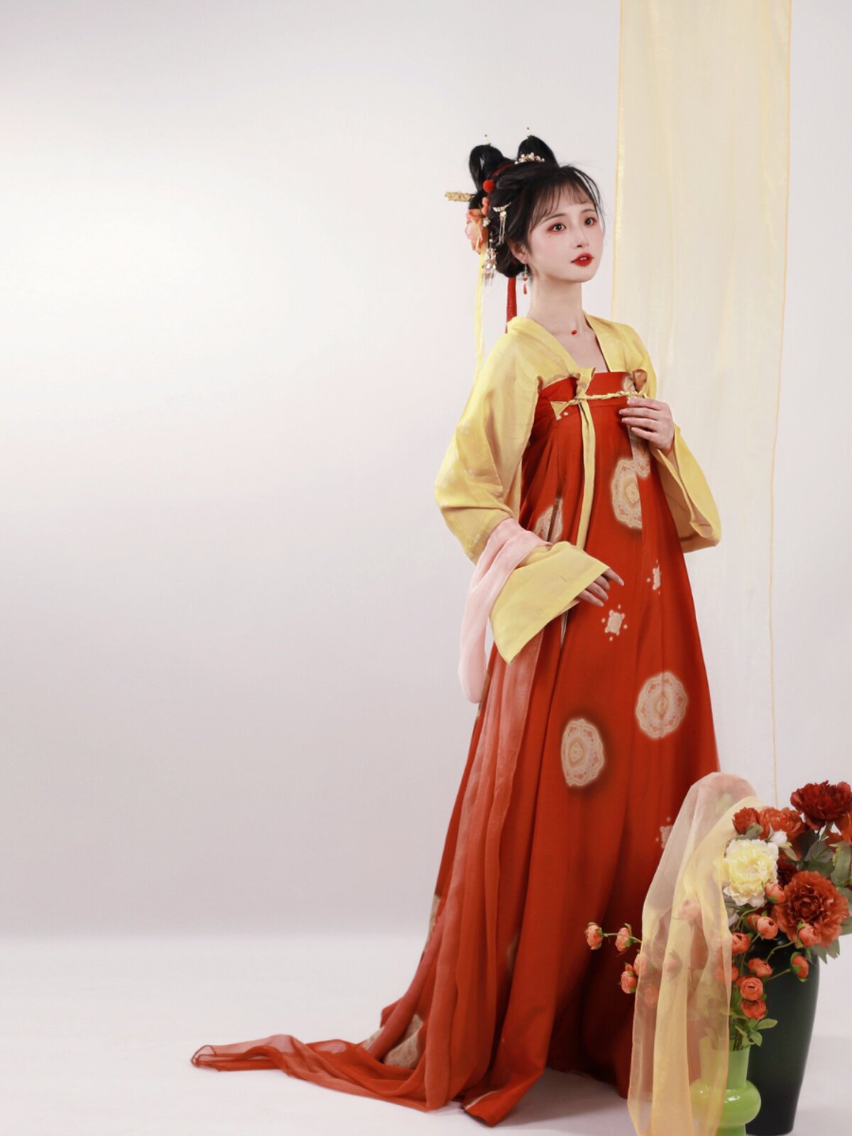 NANSHAN CHARM TANG PRINCESS 2023 실크 혼합 당나라 제작 8 단 가슴 길이 카디건 프린트 여성 여름 및 가을
