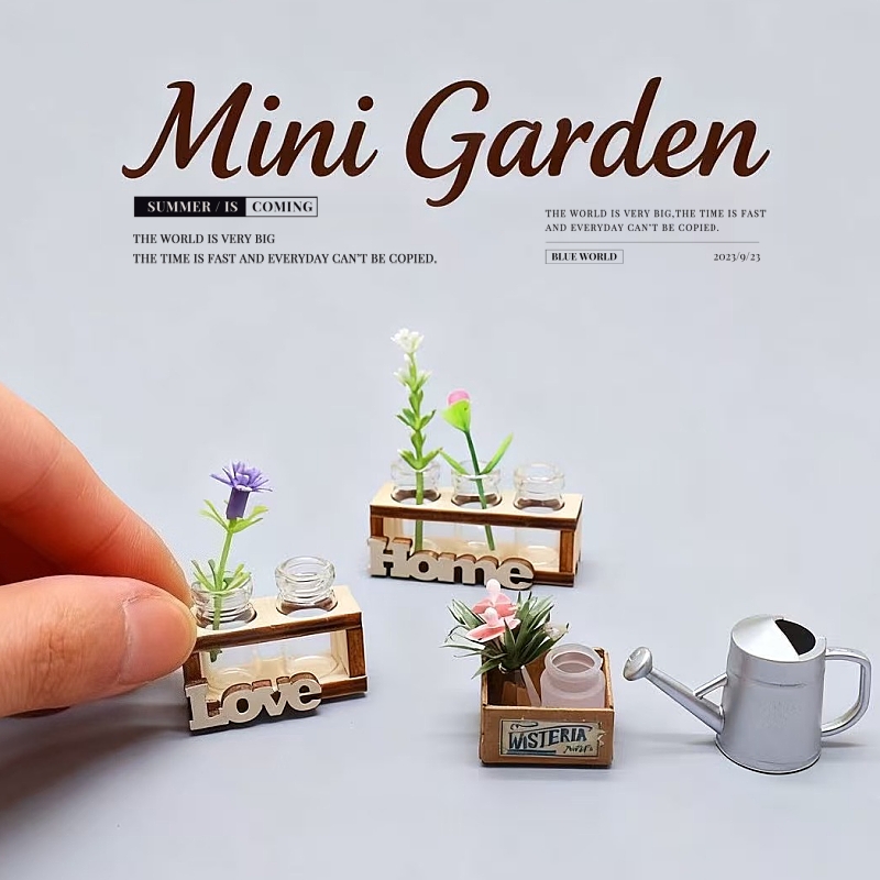 12分微缩食玩仿真迷你玩具娃娃屋水培木质插花架家具摆件模型ob11