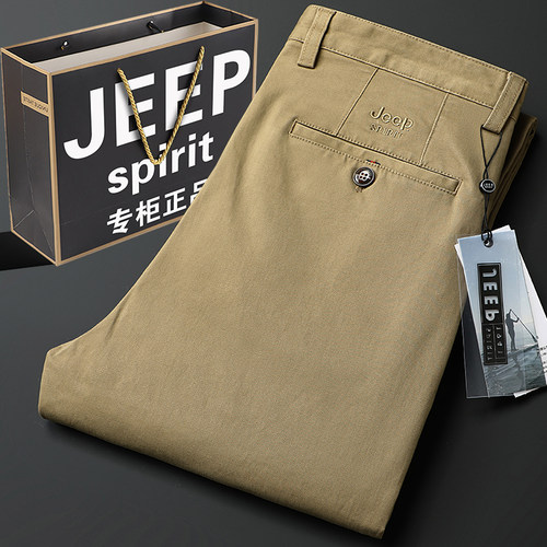 吉普纯棉男士休闲裤男秋冬厚款