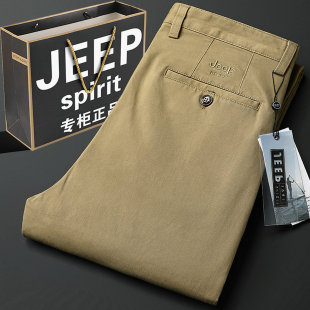 直筒宽松耐穿大牌长裤 JEEP吉普纯棉男士 商务大码 男春秋厚款 休闲裤