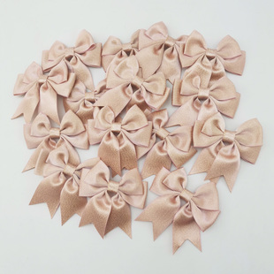 DIY手打7cm粉色珠光丝带蝴蝶结涤纶缎蝴蝶结花花边工艺装 饰品