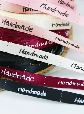 1cmHandmade手工丝带印刷缎带绸带织带婚庆礼品包装布彩带22米/卷