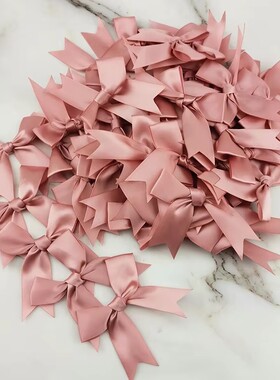 DIY手打25mm鲜粉色缎带蝴蝶结涤纶缎蝴蝶结花花边工艺装饰品