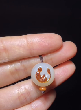 天然精品新疆和田籽料红皮悟道圆珠一级老熟16mm正品带证书全国检