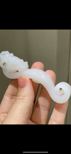天然精品新疆和田玉籽料白玉龙带钩70*17*27正品带证书二十年老店