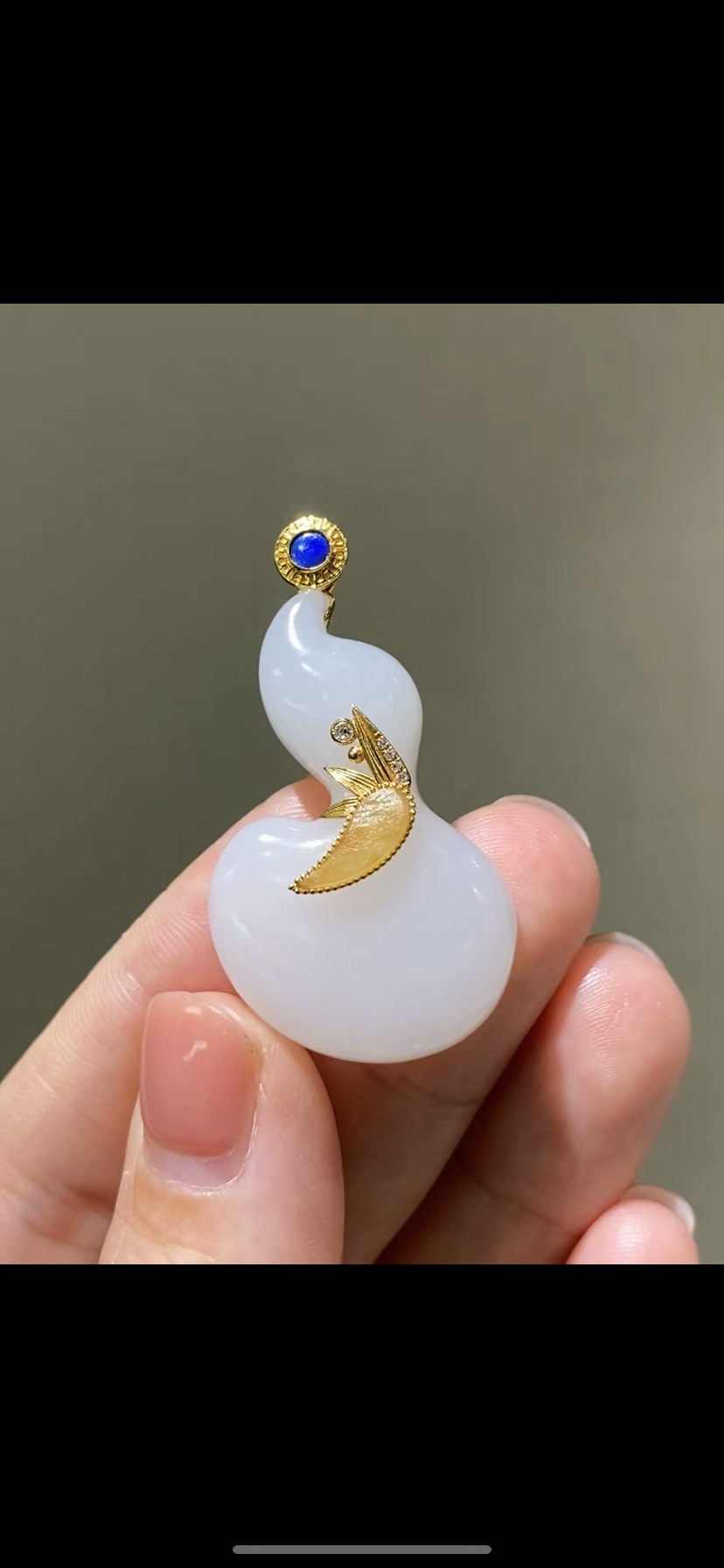 天然精品新疆和田籽料 18k镶嵌 宝葫芦 福禄  正品证书二十年老店