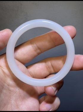 天然正品新疆和田玉籽料小圈口手镯 白度一级53mm 带证书全国复检