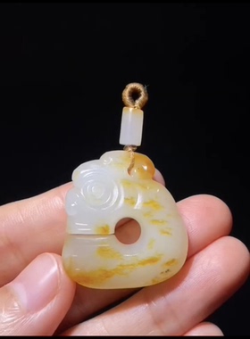 原籽玉猪龙 新疆和田籽料 独籽雕刻 玉质油润温润细腻31×28×8mm