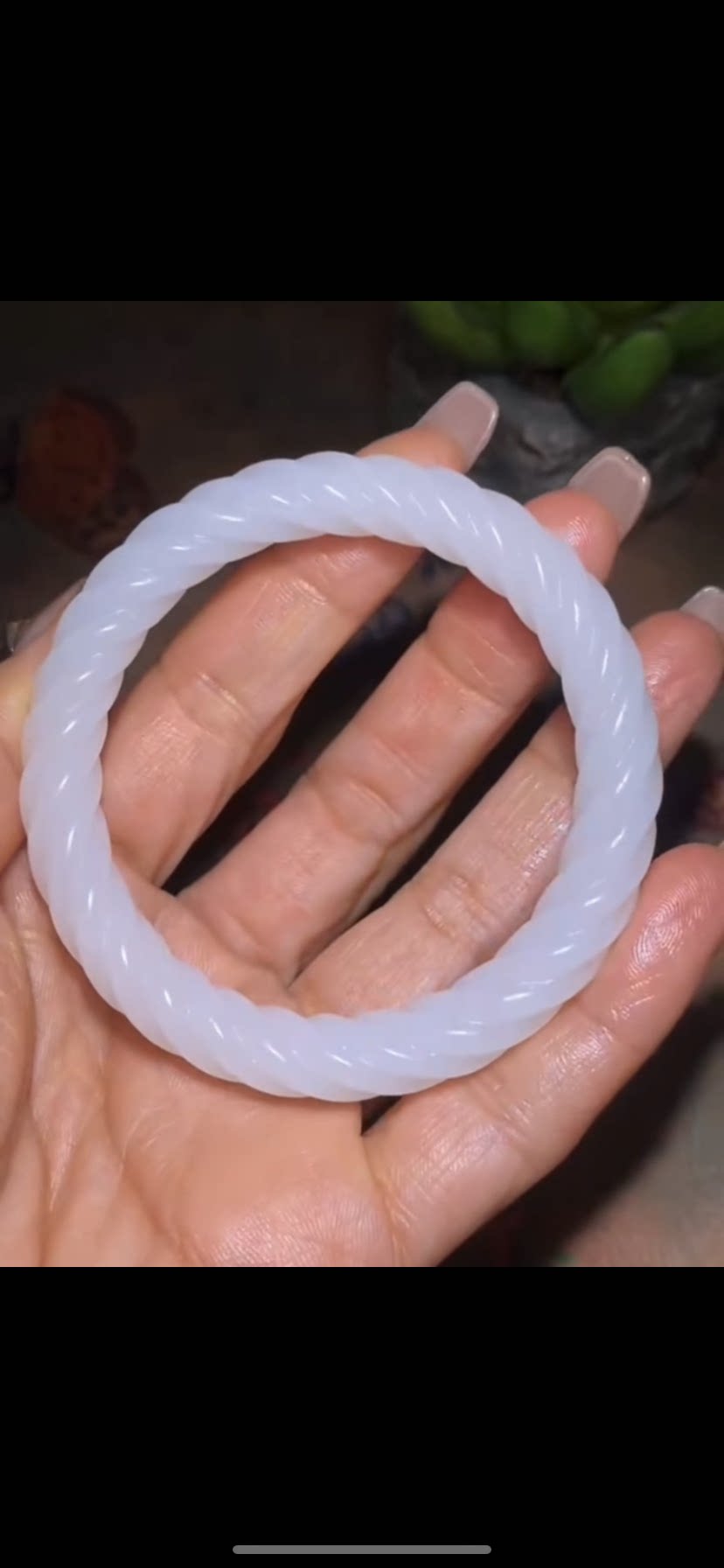 精品新疆和田玉籽料 绞丝麻花手镯 一级白 油润细腻 老糯 54圈口