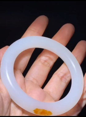 精品新疆和田玉籽料 小圈口手镯 留红皮原皮 白度一级  圈口53mm