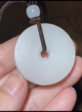 天然精品新疆和田籽料满皮平安扣 一级白36*13正品带证书全国复检