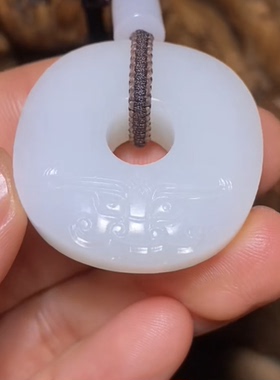 高品质 和田玉籽料 虎面平安扣 玉琮 一级白 温润细腻 30.8×10mm