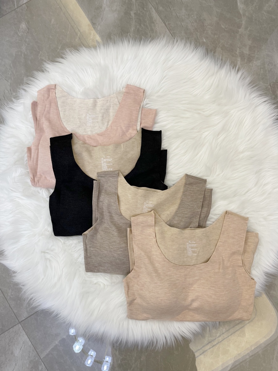 春季新款阿尔巴山羊绒桑蚕丝保暖背心内衣带罩杯秋冬软糯亲肤收腰