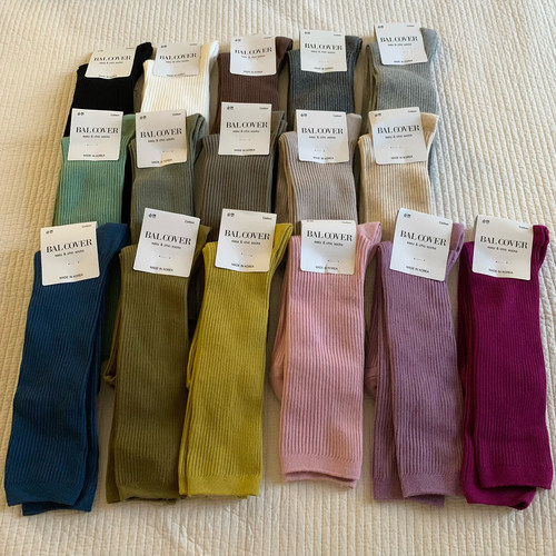 韩国进口袜子BAL纯色百搭中筒袜