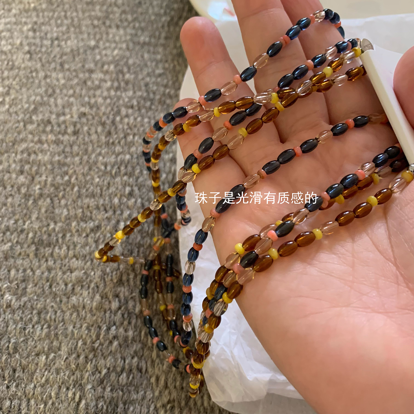 韩国进口复古配色树脂项链颈链