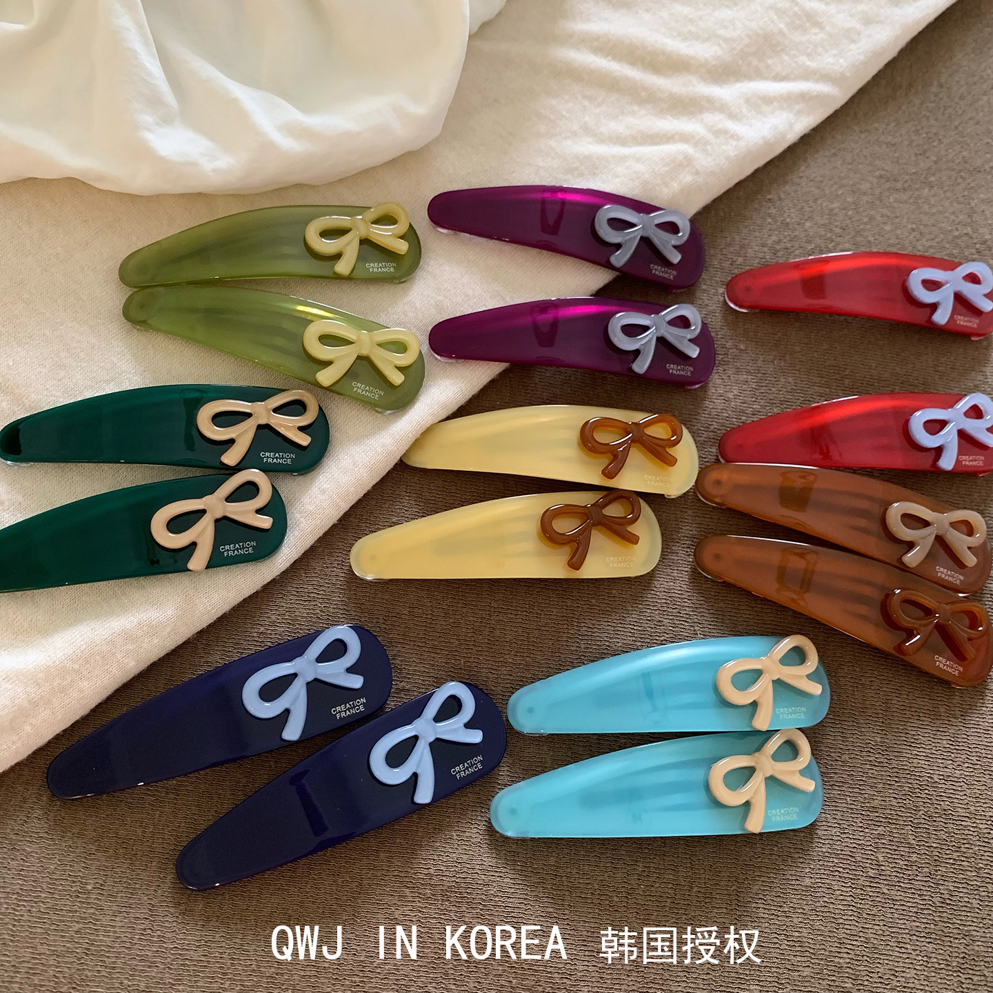 韩国进口France金标蝴蝶结边夹