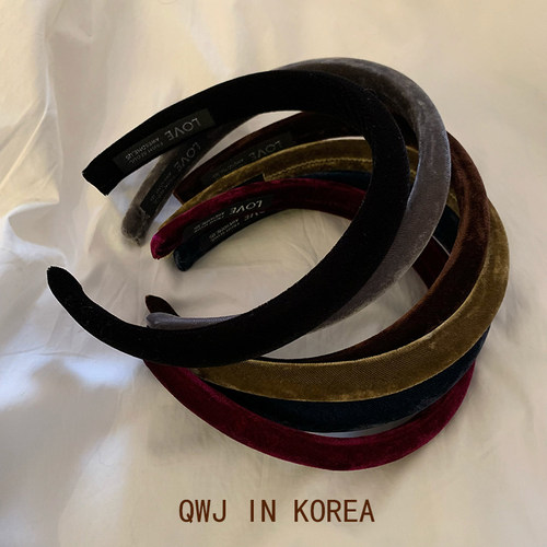 韩国进口2cm纯色海绵丝绒发箍