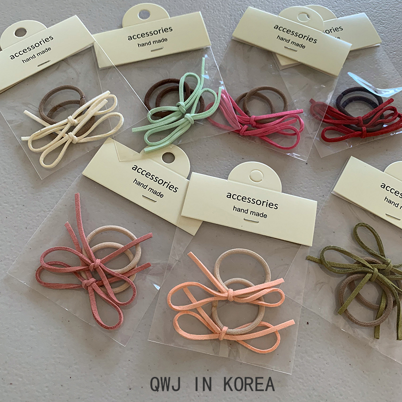 ins女团风绒皮小蝴蝶结发圈一对可爱少女甜美麻花辫发绳头绳皮筋