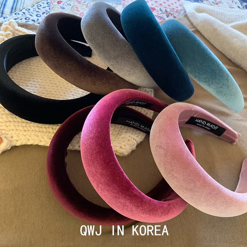 韩国进口4CM秋冬丝绒宽边发箍