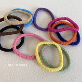 韩国新款 彩色皱皱皮筋春夏亮色糖果色活泼发圈基础打底头绳