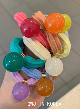 彩色球球发圈可爱扎紧高马尾皮筋