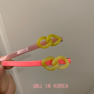 折扣无bu款韩国进口粉黄链条果冻发夹一字夹小众特别刘海夹边夹