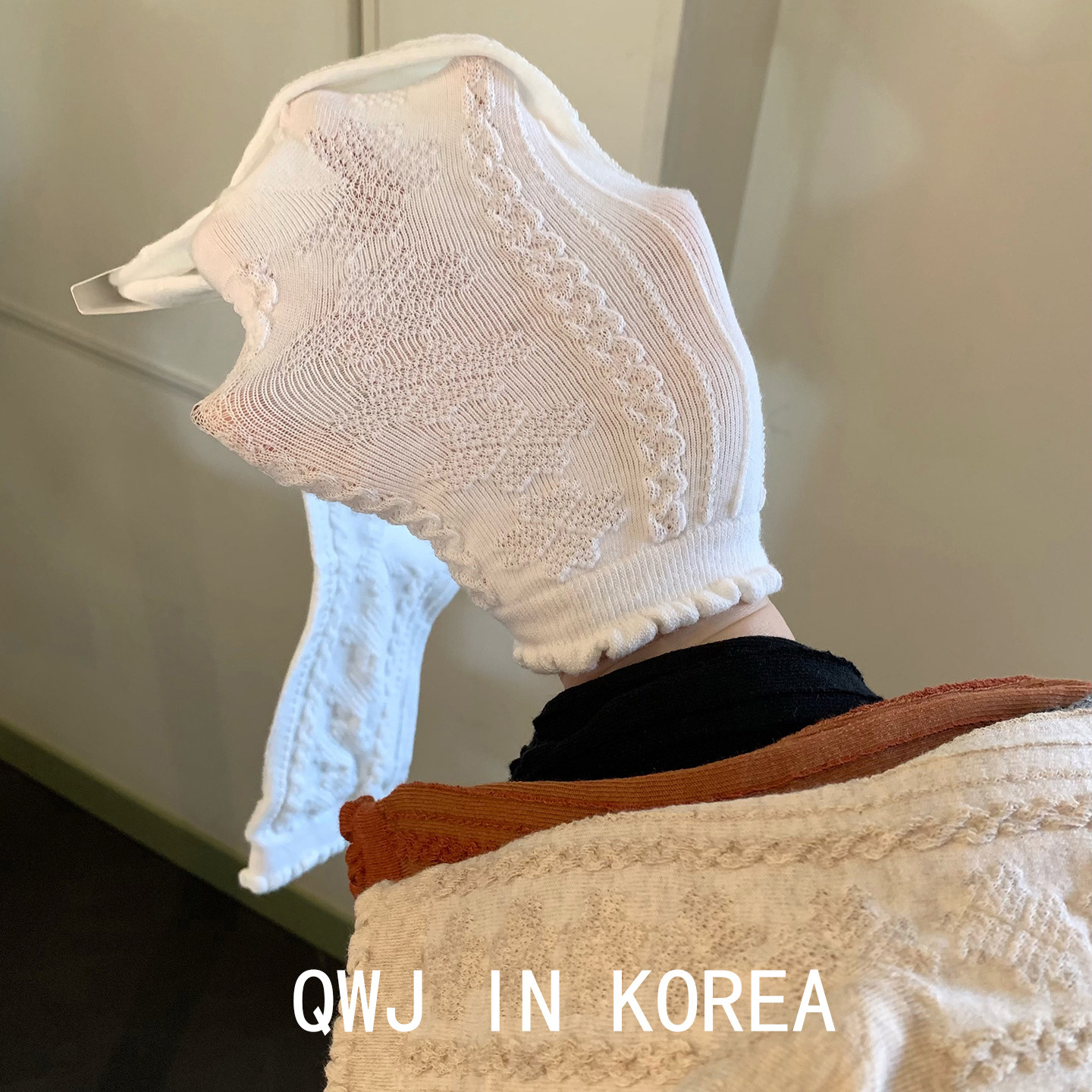 韩国进口明星同款甜美纯色爱心麻花浮雕中筒袜女棉袜学生白色袜子