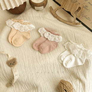 ins韩系夏季 婴儿a类水晶婴幼儿花边袜女宝公主袜 袜宝宝薄款